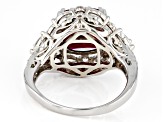 Pre-Owned Lab Created Ruby And White Cubic Zirconia Platinum Over Sterling Silver Ring 6.23ctw