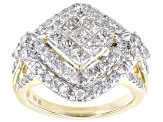 Pre-Owned White Diamond 10k Yellow Gold Quad Ring 2.00ctw