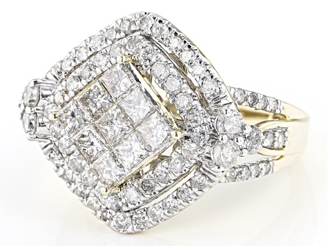 Pre-Owned White Diamond 10k Yellow Gold Quad Ring 2.00ctw