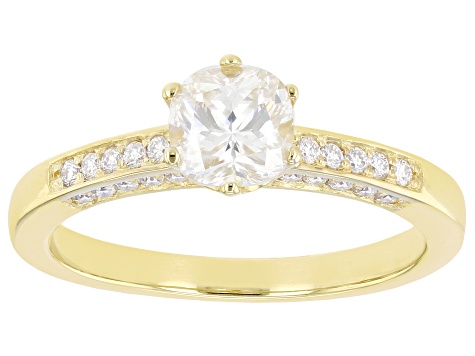 Pre-Owned Moissanite 3k yellow gold engagement ring 1.10ctw DEW