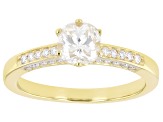 Pre-Owned Moissanite 3k yellow gold engagement ring 1.10ctw DEW