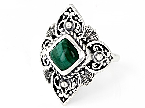 Pre-Owned Malachite Sterling Silver Ring
