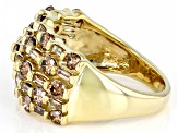 Pre-Owned Champagne Diamond 10k Yellow Gold Multi-Row Ring 2.00ctw