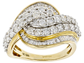 Pre-Owned White Diamond 10K Yellow Gold Cluster Ring 2.00ctw