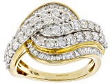 Pre-Owned White Diamond 10K Yellow Gold Cluster Ring 2.00ctw