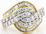 Pre-Owned White Diamond 10K Yellow Gold Cluster Ring 2.00ctw