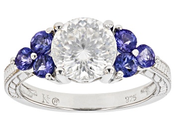 Picture of Pre-Owned Moissanite and Tanzanite Platineve Ring 2.10ct DEW.
