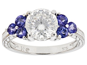 Pre-Owned Moissanite and Tanzanite Platineve Ring 2.10ct DEW.