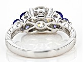 Pre-Owned Moissanite and Tanzanite Platineve Ring 2.10ct DEW.