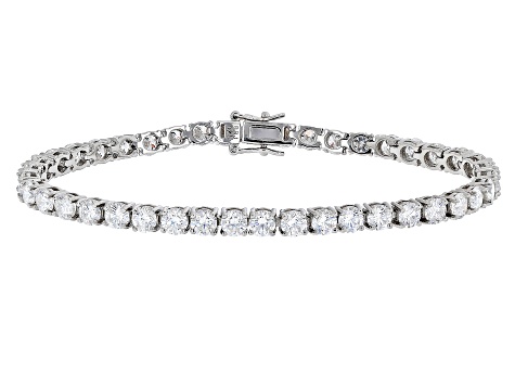 Pre-Owned Strontium Titanate Rhodium Over Silver tennis bracelet 14.35ctw