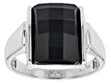 Pre-Owned Black Onyx Rhodium Over Sterling Silver Ring