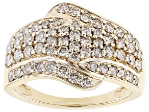 Pre-Owned Candlelight Diamonds™ 10k Yellow Gold Cluster Bypass Ring 1.00ctw