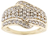 Pre-Owned Candlelight Diamonds™ 10k Yellow Gold Cluster Bypass Ring 1.00ctw