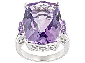 Pre-Owned Lavender Amethyst Rhodium Over Sterling Silver Ring 14.61ctw