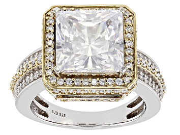 Picture of Pre-Owned White Cubic Zirconia Rhodium And 18k Yellow Gold Over Silver Scintillant Cut® Holiday Ring