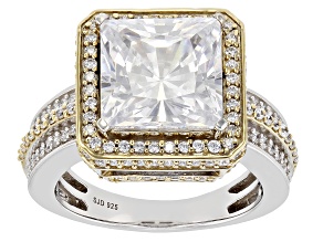 Pre-Owned White Cubic Zirconia Rhodium And 18k Yellow Gold Over Silver Scintillant Cut® Holiday Ring