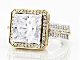 Pre-Owned White Cubic Zirconia Rhodium And 18k Yellow Gold Over Silver Scintillant Cut® Holiday Ring