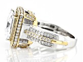 Pre-Owned White Cubic Zirconia Rhodium And 18k Yellow Gold Over Silver Scintillant Cut® Holiday Ring