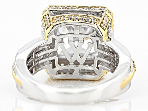 Pre-Owned White Cubic Zirconia Rhodium And 18k Yellow Gold Over Silver Scintillant Cut® Holiday Ring