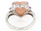 Pre-Owned Pink Opal Rhodium Over Silver Heart Ring 0.19ctw