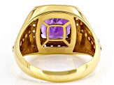 Pre-Owned Purple African Amethyst 18k Yellow Gold Over Sterling Silver Men's Ring 4.77ctw