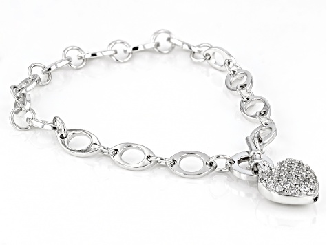 Pre-Owned White Cubic Zirconia Rhodium Over Sterling Silver Bracelet 1.15ctw