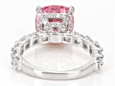 Pre-Owned  Pink And White Cubic Zirconia Rhodium Over Sterling Silver Ring 9.83ctw