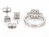 Pre-Owned White Cubic Zirconia Platinum Over Sterling Silver Asscher Cut Jewelry Set 10.49ctw