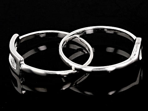 Pre-Owned Sterling Silver Mariner Link & Paperclip Link Ring Set of 2