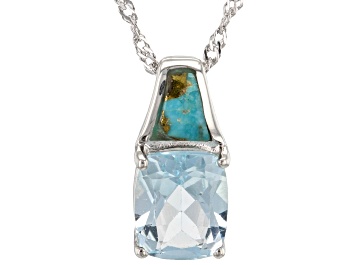 Picture of Pre-Owned Sky Blue Topaz Sterling Silver Pendant with Chain 3.15ct