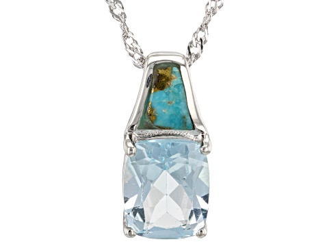 Pre-Owned Sky Blue Topaz Sterling Silver Pendant with Chain 3.15ct