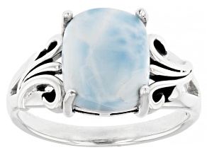 Pre-Owned Blue Larimar Sterling Silver Solitaire Ring