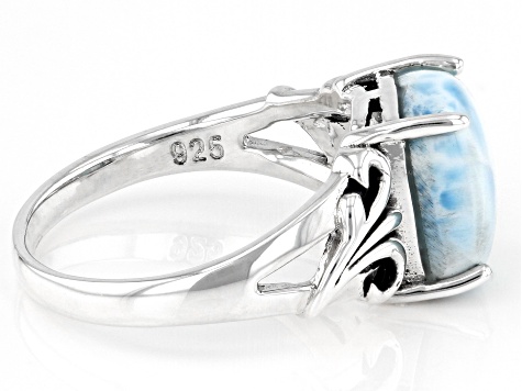 Pre-Owned Blue Larimar Sterling Silver Solitaire Ring