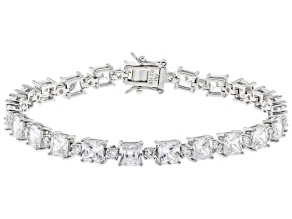 Pre-Owned White Cubic Zirconia Platinum Over Sterling Silver Tennis Bracelet 26.50ctw