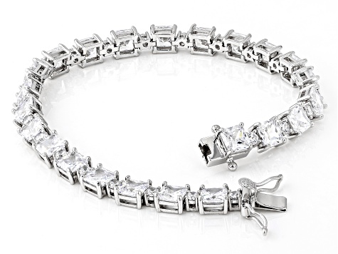 Pre-Owned White Cubic Zirconia Platinum Over Sterling Silver Tennis Bracelet 26.50ctw