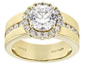 Picture of Pre-Owned White Cubic Zirconia 18k Yellow Gold Over Sterling Silver Ring 2.62ctw