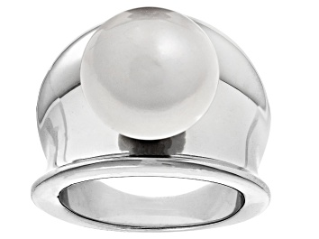 Picture of Pre-Owned Genusis™ White Cultured Freshwater Pearl Rhodium Over Sterling Silver Ring