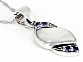 Pre-Owned White Mother-of-Pearl and Tanzanite Sterling Silver Enhancer with Chain 0.48ctw