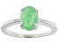 Pre-Owned Light Green Jadeite Rhodium Over Silver Solitaire Ring 9x7mm