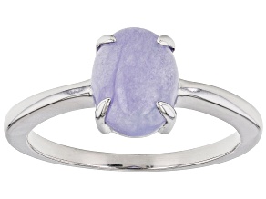 Pre-Owned Lavender Jadeite Rhodium Over Silver Solitaire Ring 9x7mm