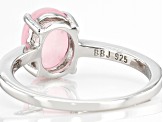 Pre-Owned Light Pink Jadeite Rhodium Over Silver Solitaire Ring 9x7mm