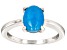 Pre-Owned Blue Jadeite Rhodium Over Silver Solitaire Ring