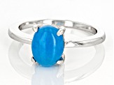 Pre-Owned Blue Jadeite Rhodium Over Silver Solitaire Ring