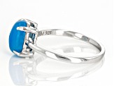 Pre-Owned Blue Jadeite Rhodium Over Silver Solitaire Ring