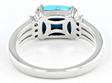 Pre-Owned Blue Sleeping Beauty Turquoise Rhodium Over Sterling Silver Ring 0.10ctw