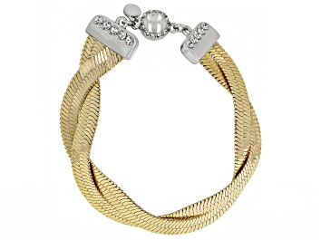 Picture of Pre-Owned White Crystal Gold Tone Herringbone Bracelet