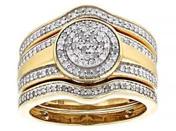 Picture of Pre-Owned White Diamond 14k Yellow Gold Over Sterling Silver Set of 3 Rings 0.50ctw