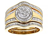 Pre-Owned White Diamond 14k Yellow Gold Over Sterling Silver Set of 3 Rings 0.50ctw