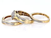 Pre-Owned White Diamond 14k Yellow Gold Over Sterling Silver Set of 3 Rings 0.50ctw