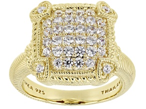 Pre-Owned Judith Ripka Cubic Zirconia 14k Gold Clad Pave Olivia Ring 1.28ctw